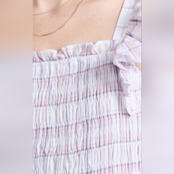 NWT English Factory Plaid Midi Dress Size Small White Pink Purple - Picture 2 of 11